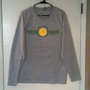 NEW NEXT LEVEL "Total Pickleball LS Tee" MEN'S GREY T-SHIRT LARGE 111499